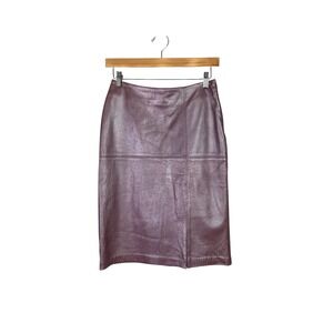 Metallic Pink purple Jane doe leather skirt futuristic office siren small